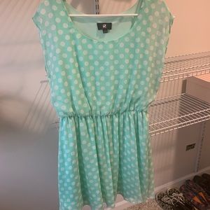 Teal polka dot dress
